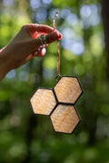 Gift box - Honey, beeswax candles, handmade stained glass honeycomb suncatcher